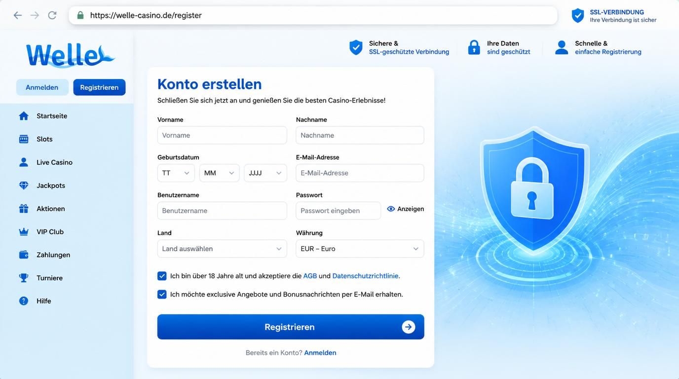 Benutzer gibt persönliche Daten ein und sieht das Schloss in der Browserleiste