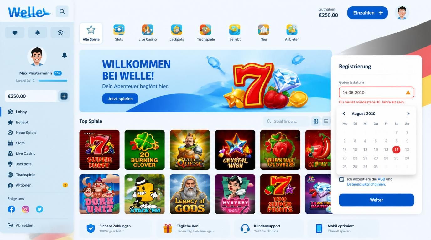 Warnung erscheint, wenn Nutzer unter 18 Jahre ist