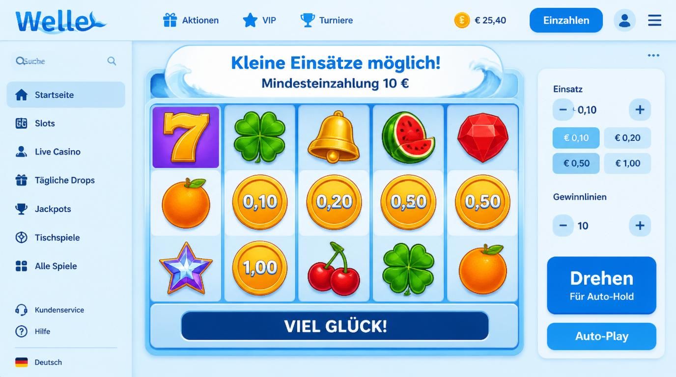 Slot- und Einzahlungspanel mit niedrigem Einsatz