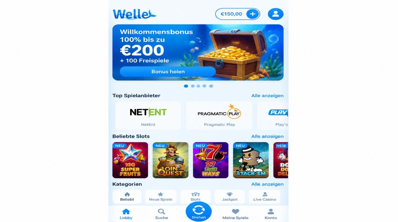 Mobiles Layout mit Markenlogos und Touch-Bedienung